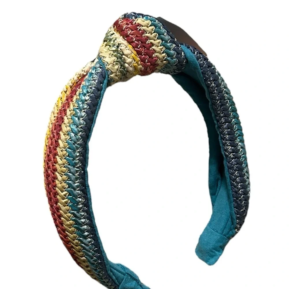 Woven Multi-Color Knotted Headband Hair Accessory with Textured Pattern